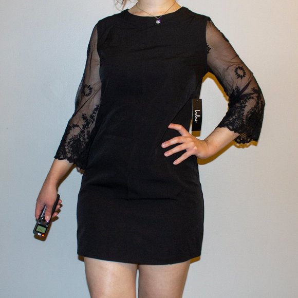 Lulus Dresses & Skirts - NWT Lulu's Black Dress with Sheer Long Sleeves